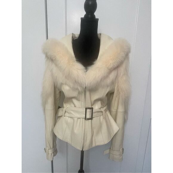 Leather Jacket with Fox Fur - Picture 1 of 10